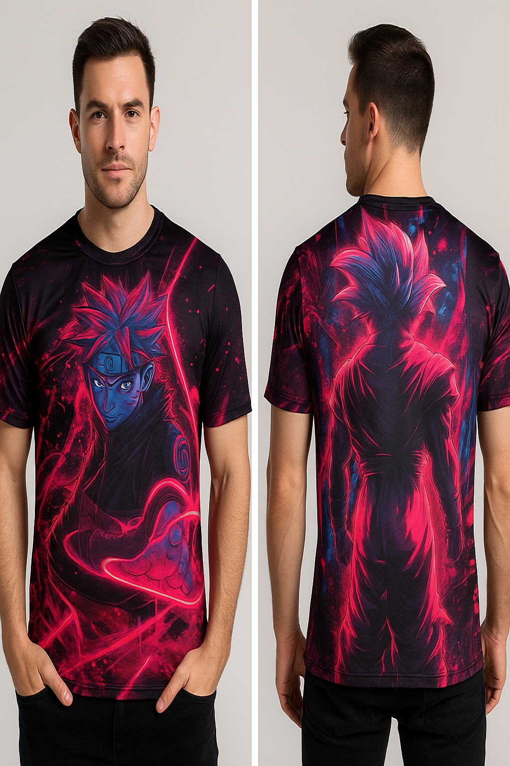 Red Sasuke Uchiha Dark Holographic Graphic Printed T-shirt For Men's