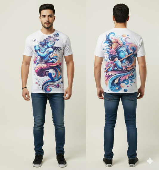 Majestic Lord Shree Krishna Graphic Printed T-shirt | AIGenz