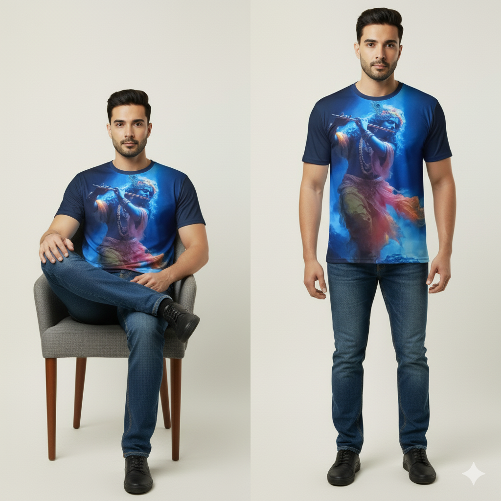 Majestic Lord Shree Krishna Graphic Printed T-shirt