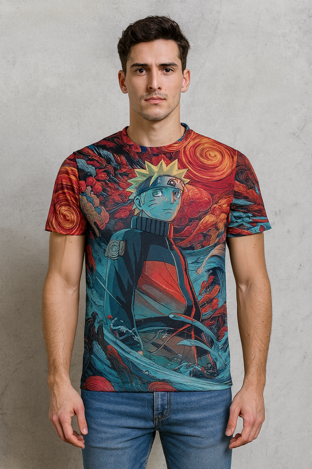 Anime Graphic Printed Japanese Character Naruto T-Shirt For Men| AI Genz
