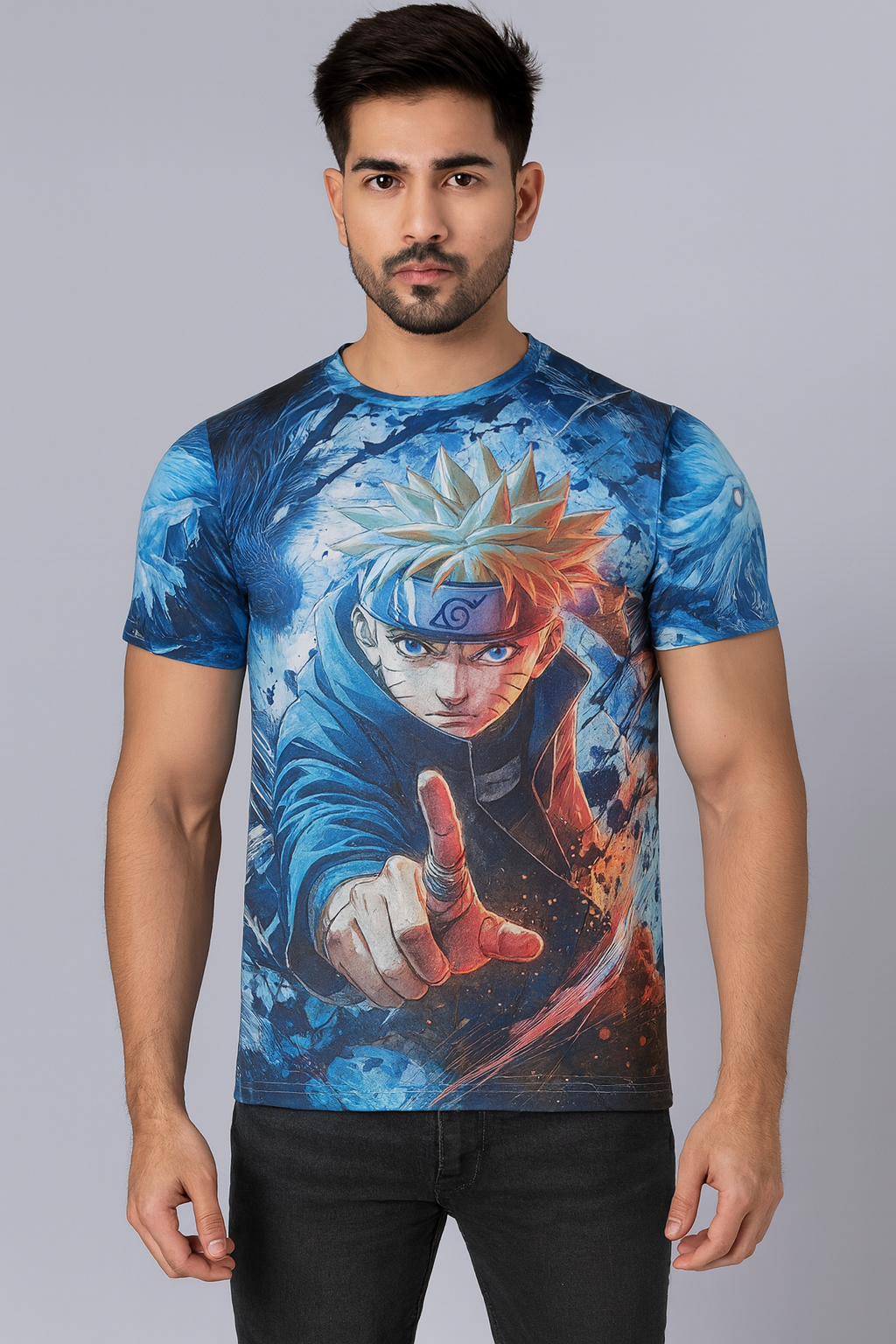 Anime Graphic Printed Japanese Character Naruto T-Shirt For Men's / AIGenz