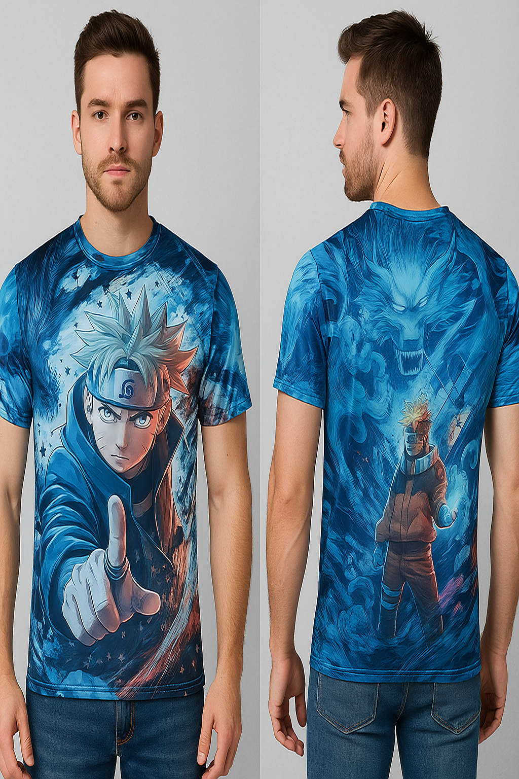 Anime Graphic Printed Japanese Character Naruto T-Shirt For Men's / AIGenz