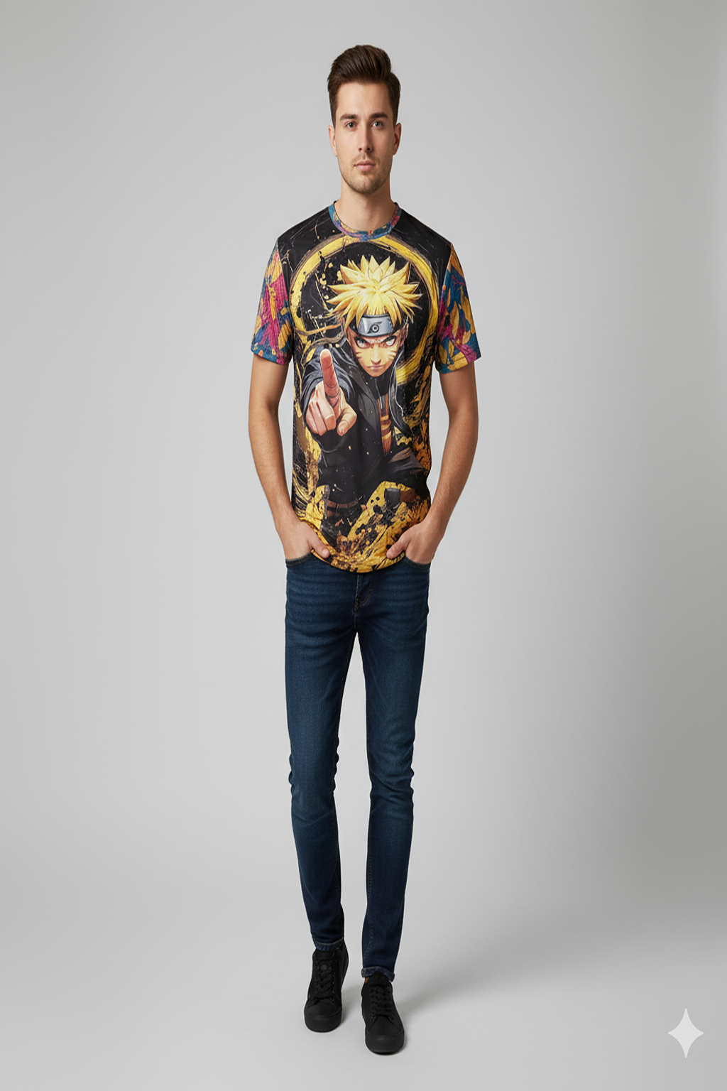 Anime Naruto Graphic Print T-Shirt For Men's\ AI Genz